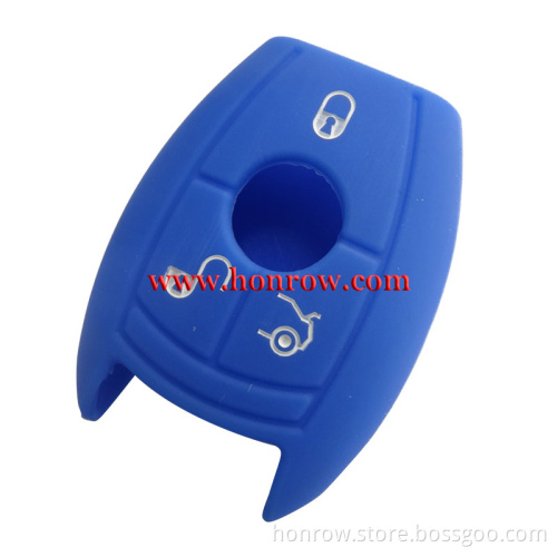 New arrival Colorful silicone key case,3 button Silicone car key cover for mercedes-ben key (black,blue,green ,red,yellow color)